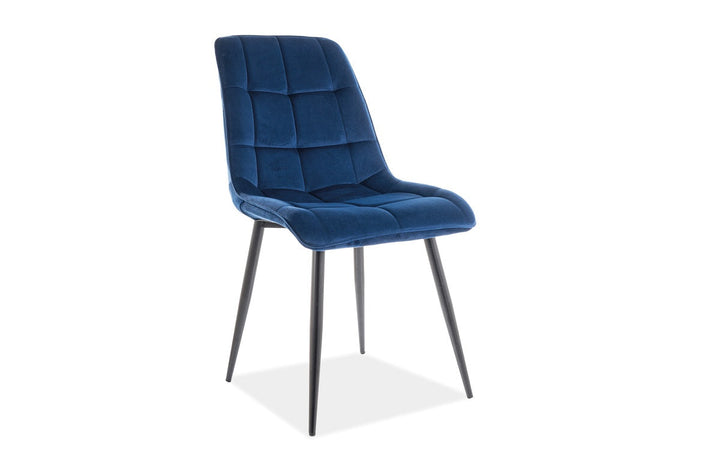 Design Esszimmerstuhl Chic mit Samtstoff Bezug in navyblau