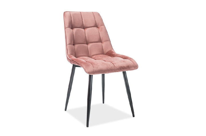 Design Esszimmerstuhl Chic mit Samtstoff Bezug in rosa