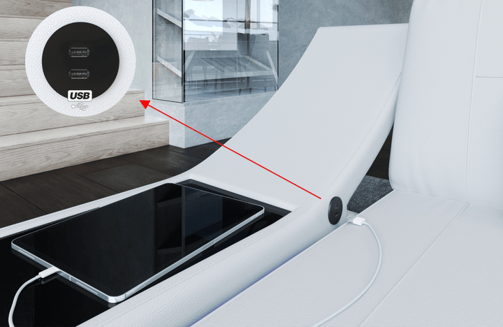 Animation des optional erhÃ¤ltlichen USB Anschlusses beim Sofa Calabria