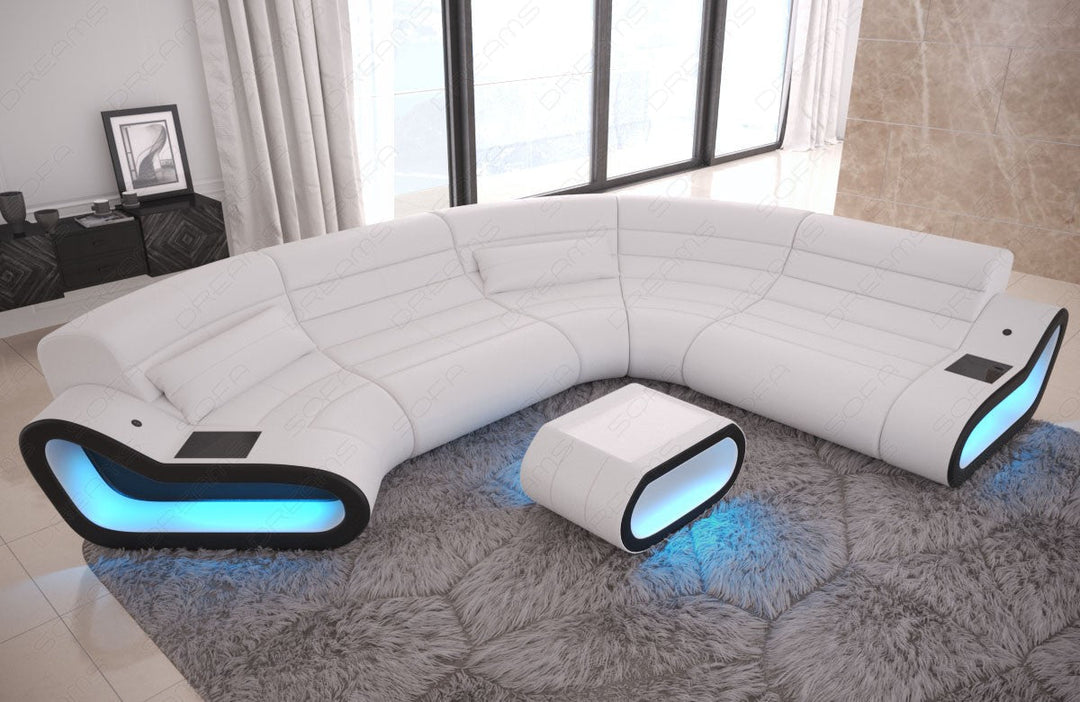 Ledersofa Concept C Form in schwarz-weiÃŸ
