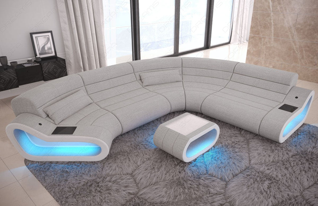 Stoffsofa Concept C Form mit LED-Beleuchtung in macchiato - Hugo2 Strukturstoff