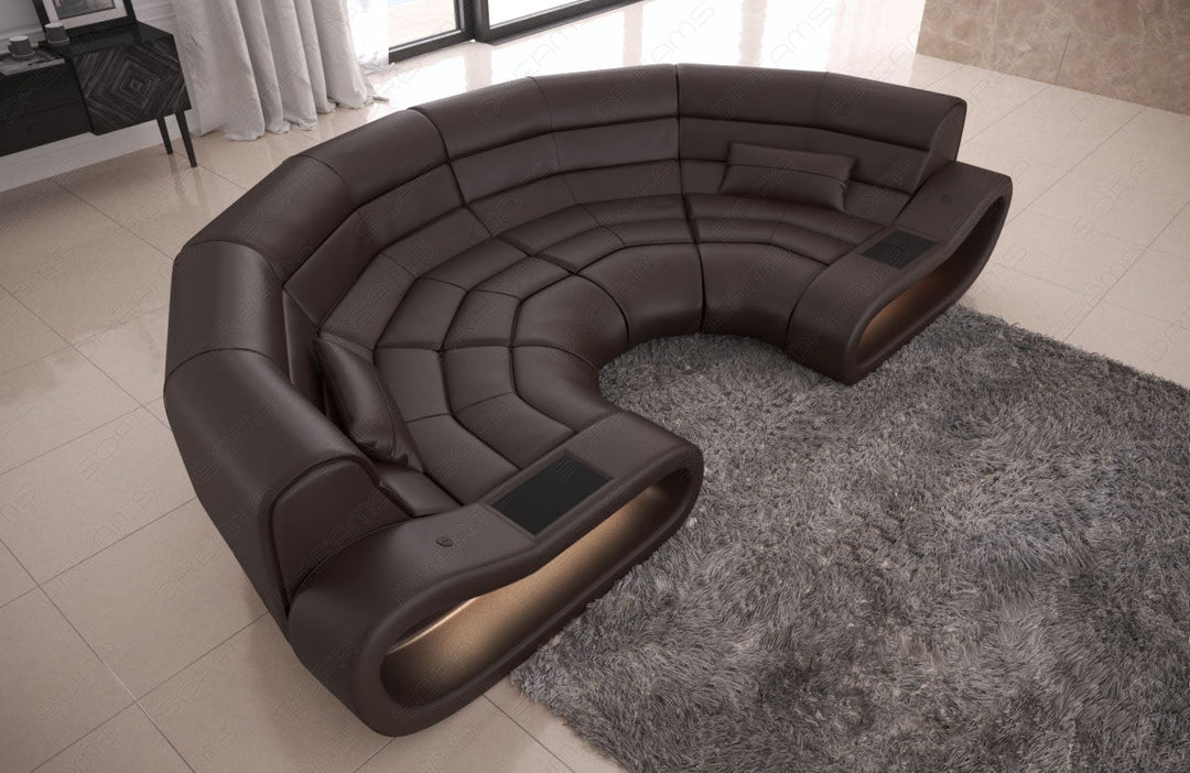 Bigcouch Leder Concept mit LED Beleuchtung in dunkelbraun