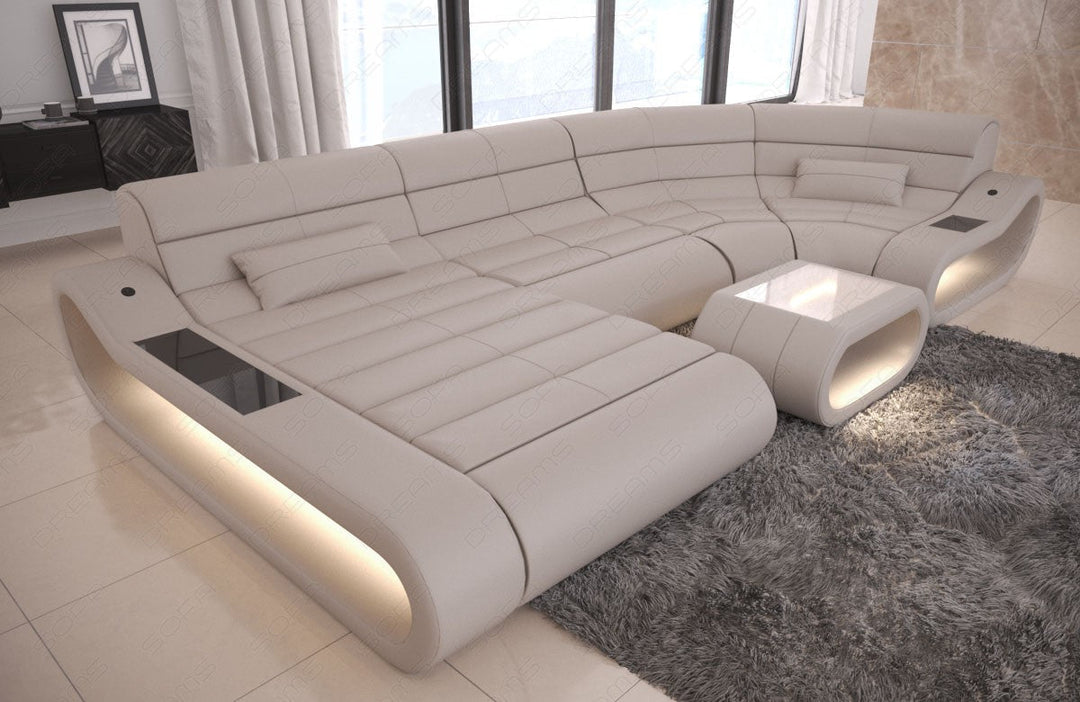 Leder Wohnlandschaft Concept U Form in beige