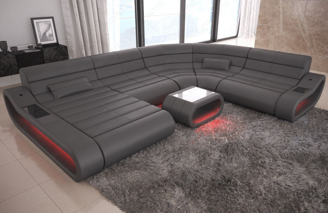 XXL Leder Wohnlandschaft Concept mit LED-Beleuchtung
