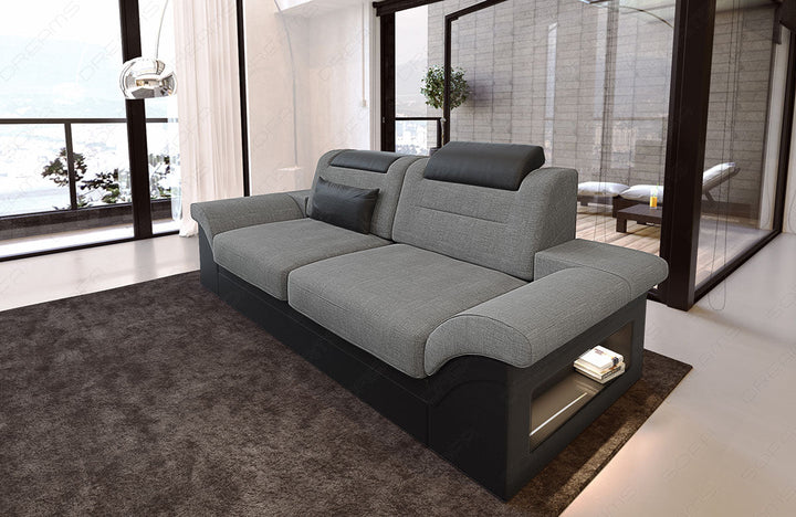 Polster Zweisitzer Sofa Monza mit verstellbaren KopfstÃ¼tzen in Webstoff - grau - Hugo5