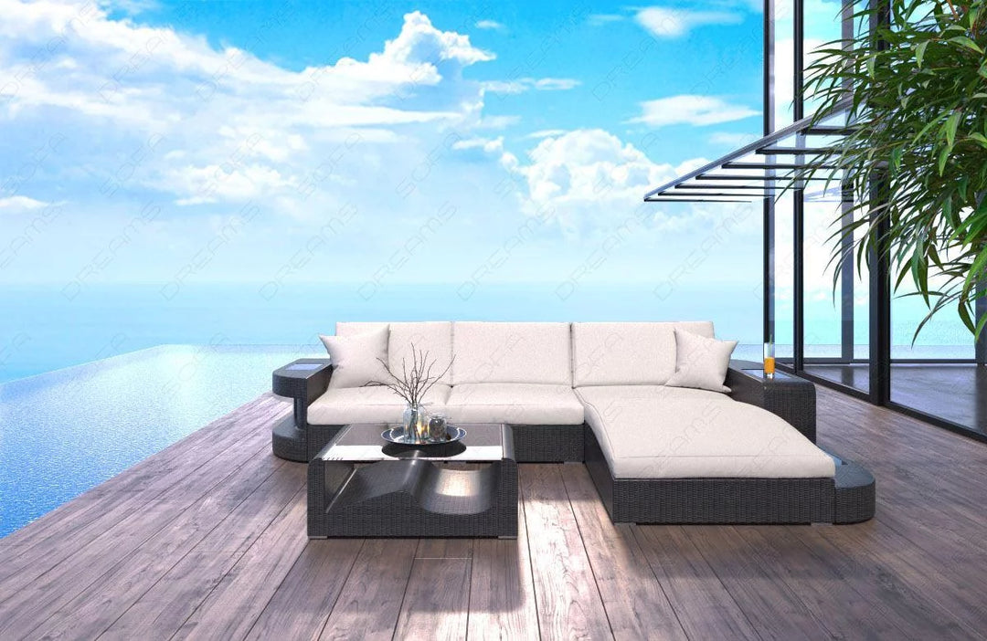 Rattan sofa Wave L Cream
