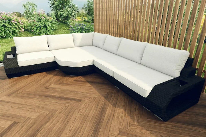 Rattan sofa Asti L long cream