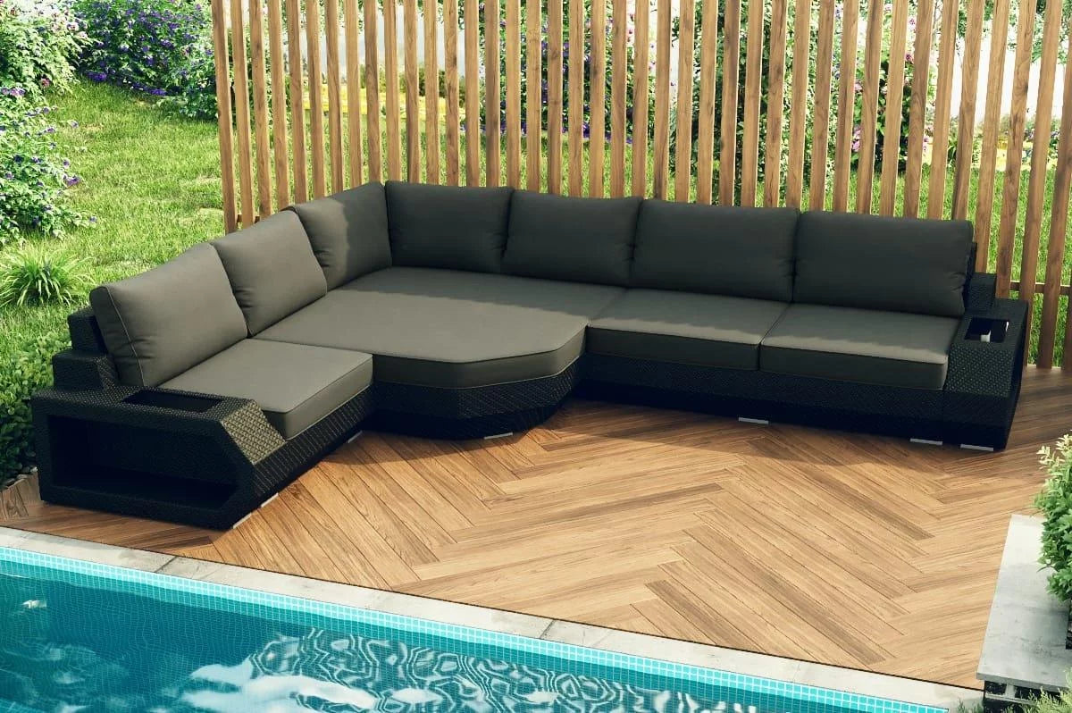 Rattan sofa Asti L long grey