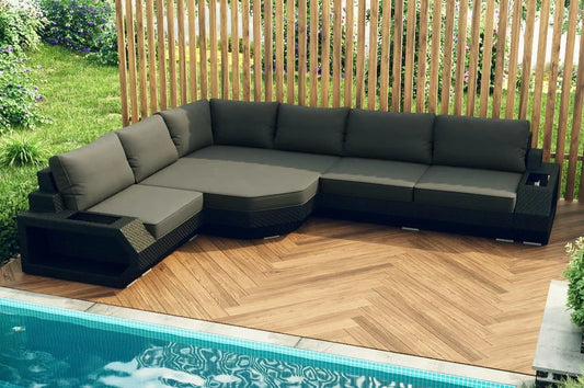 Rattan sofa Asti L long grey