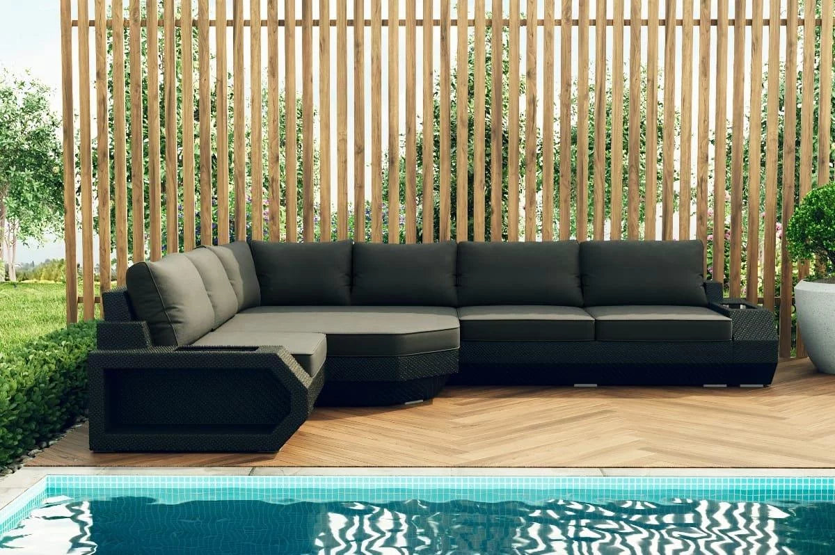 Rattan sofa Asti L long grey