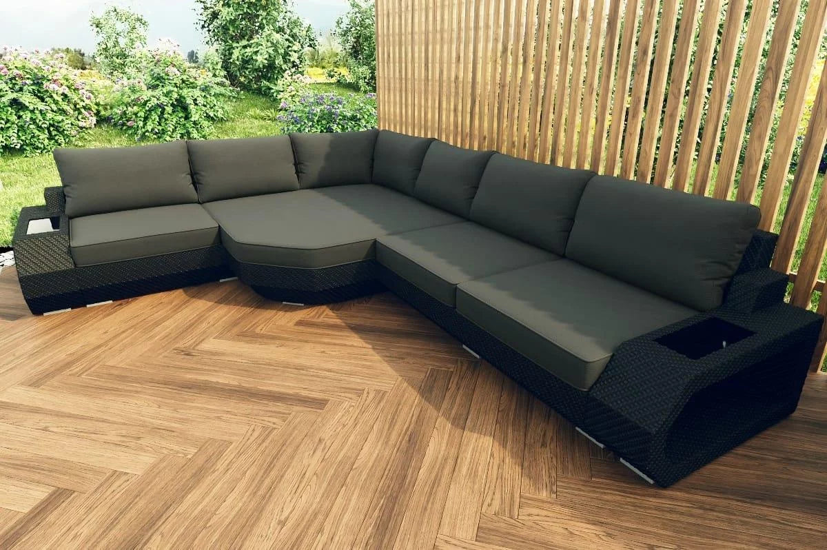 Rattan sofa Asti L long grey