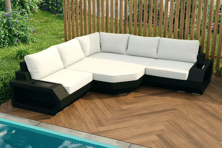 Rattan sofa Asti L short cream