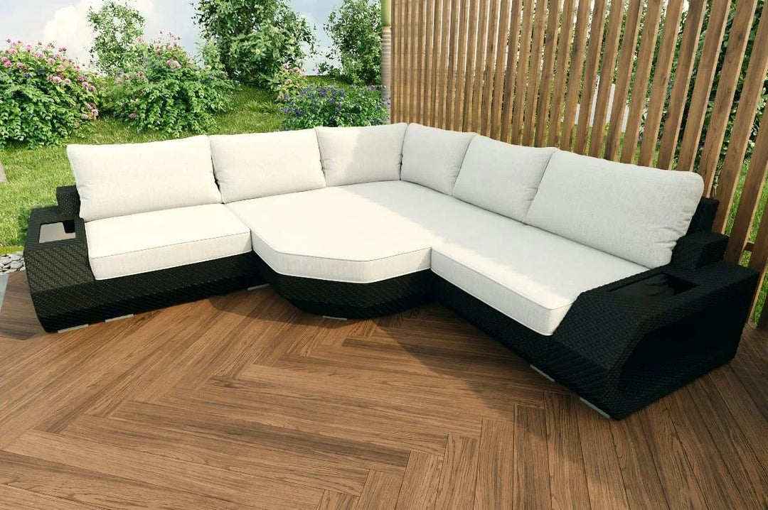 Rattan sofa Asti L short cream