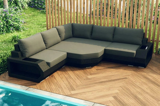 Rattan sofa Asti L short grey