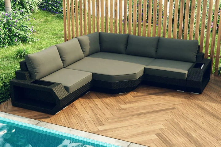 Rattan sofa Asti L short grey