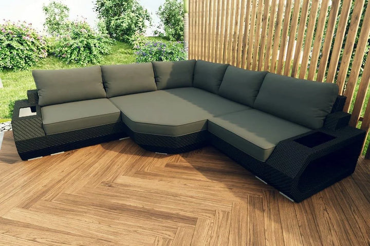 Rattan sofa Asti L short grey