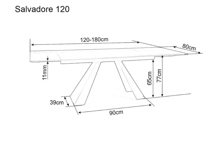 Dining Table Salvadore Matt Black 120