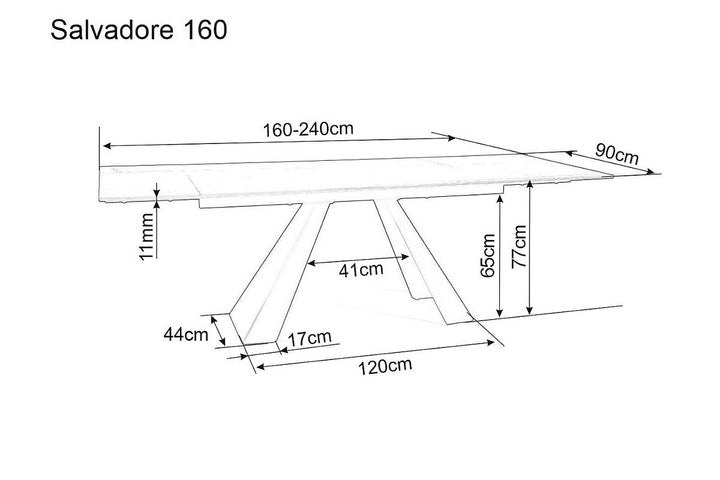 Dining Table Salvadore Matt Black 160