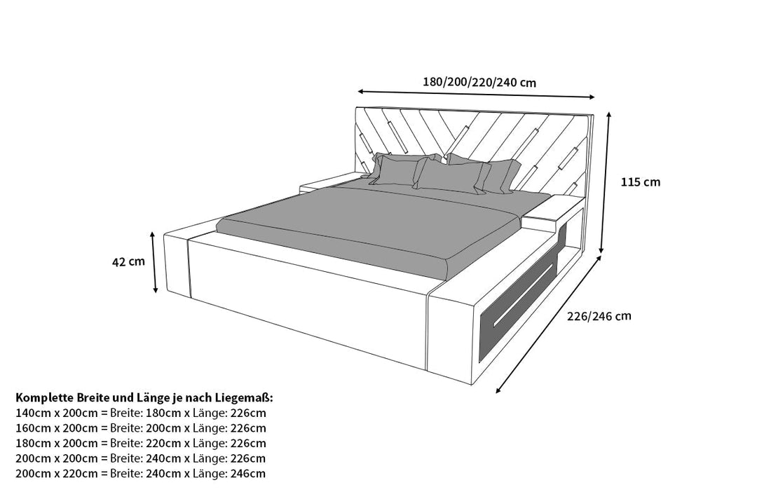 Abmessungen Bett Contrada