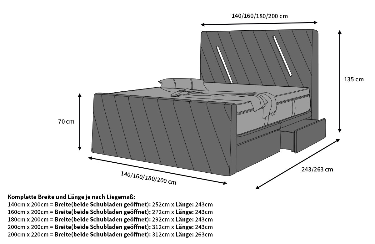 Box Spring Bed Toulon Fabric Cover
