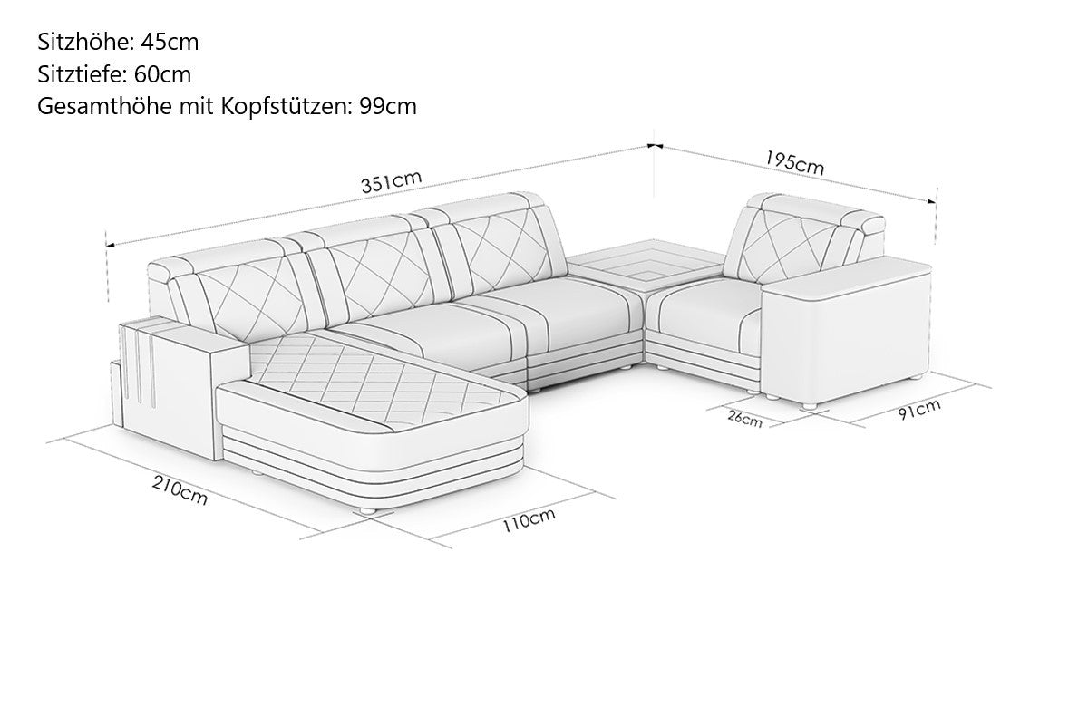 Leather Sectional Redusa