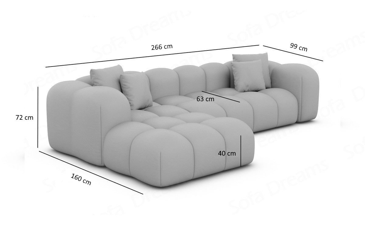 Formentera L-Shaped Corner Sofa, Short Fabric