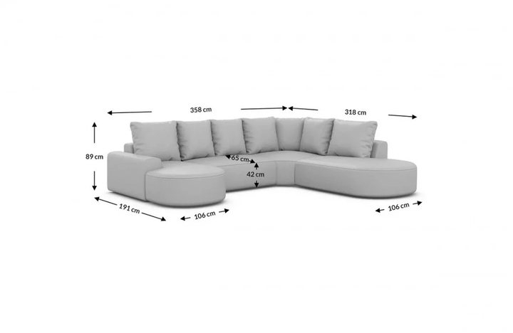 Fabric living area Gomera U-shaped lounge