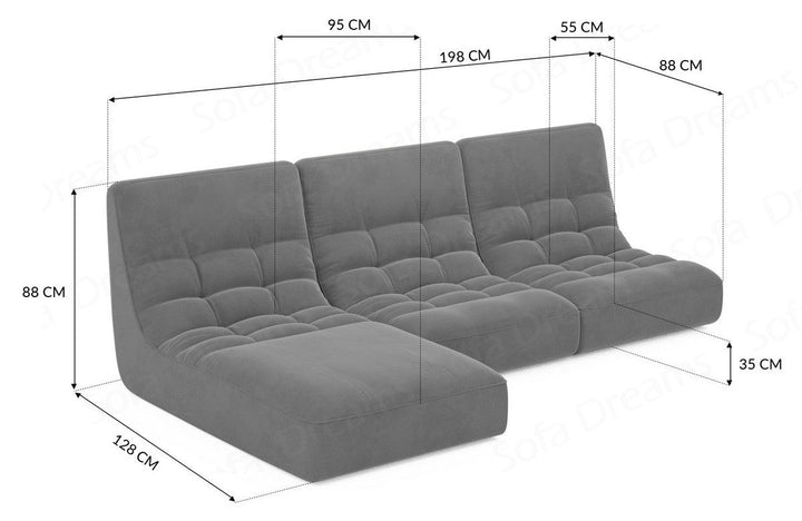 Melilla L-Shaped Velvet Sofa
