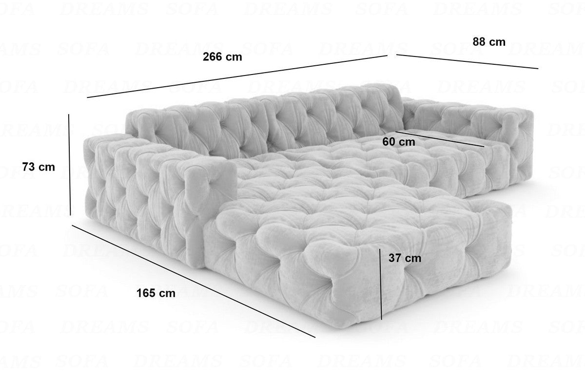 L-Shaped Fabric Sofa Menorca Short