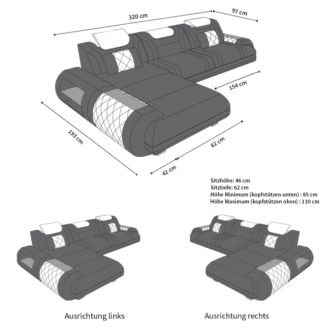 Rimini L Shape Fabric Sofa