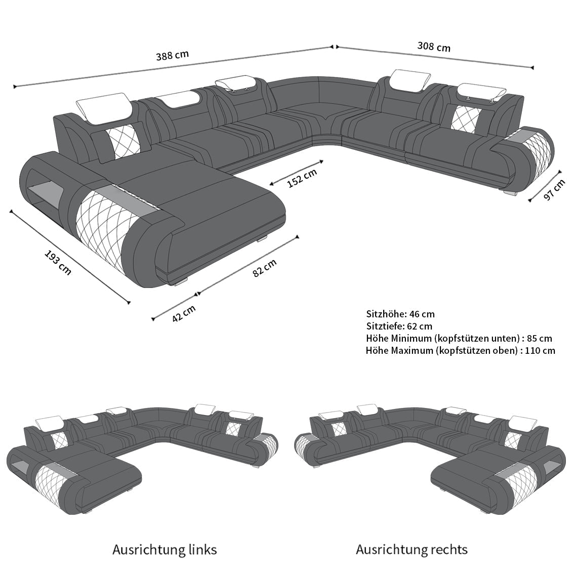 Fabric Sectional Rimini XXL