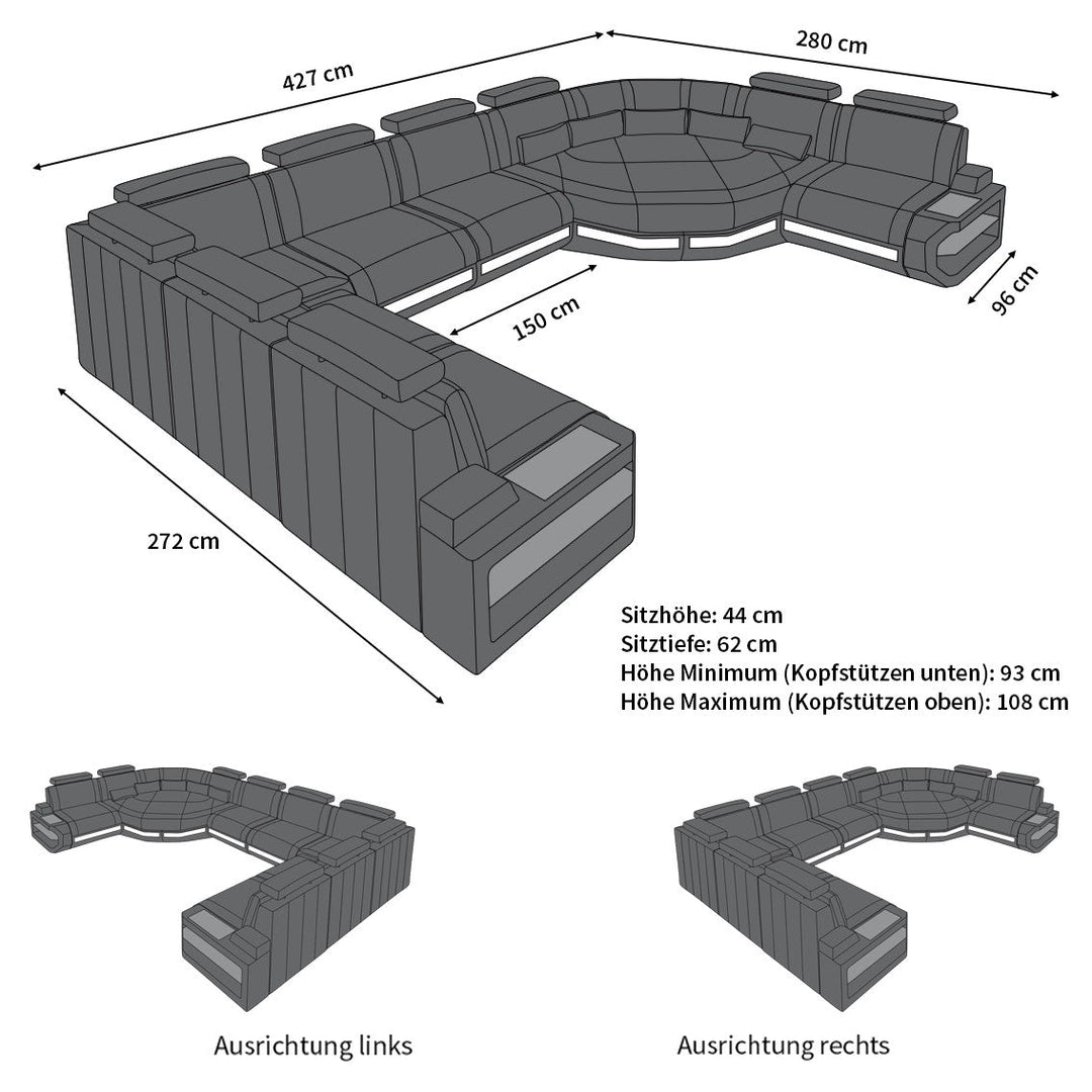 Abmessungen Sofa Asti U Form