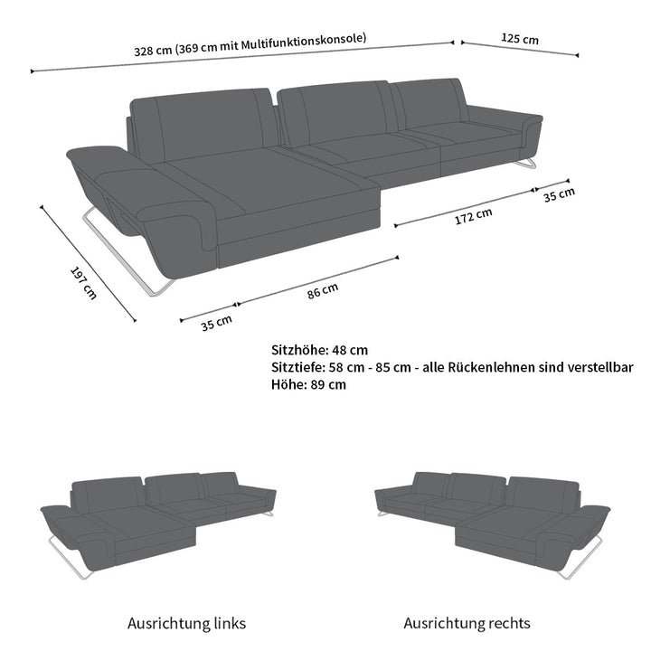 Abmessungen Sofa Bari L Form