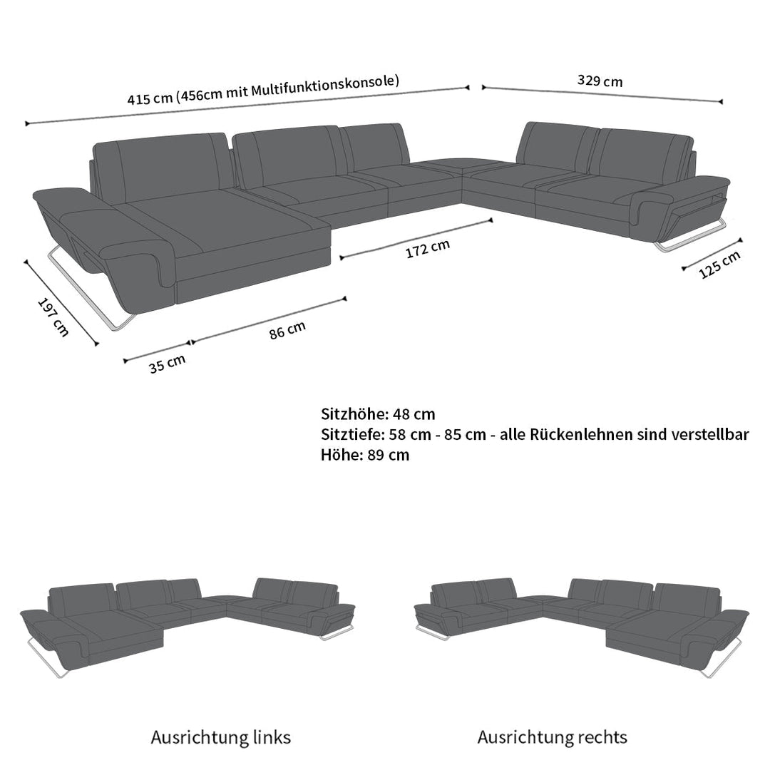 Abmessungen Wohnlandschaft Bari XXL