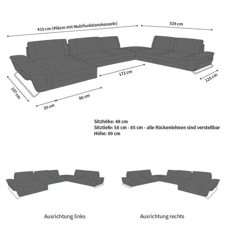 Abmessungen Wohnlandschaft Bari XXL