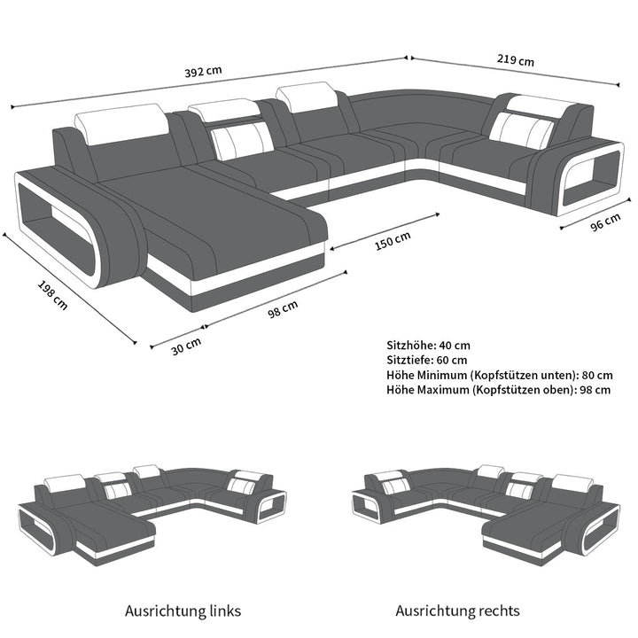 Abmessungen Sofa Berlin U Form