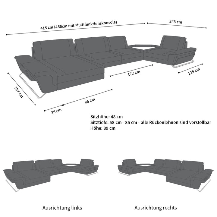 Abmessungen Sofa Ferrara U Form