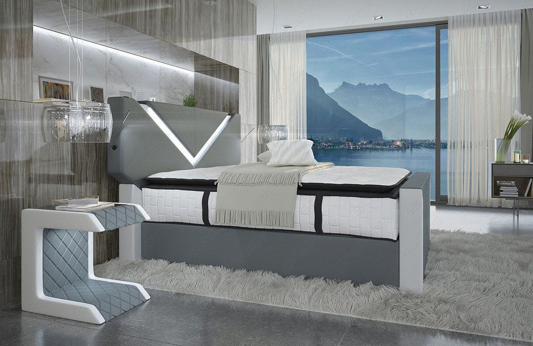 graues Stoff Boxspingbett Lyon modern in Mineva 15