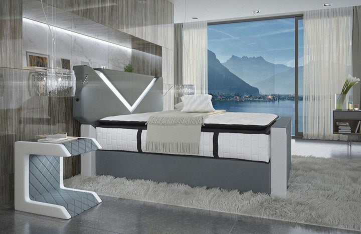 graues Stoff Boxspingbett Lyon modern in Mineva 15