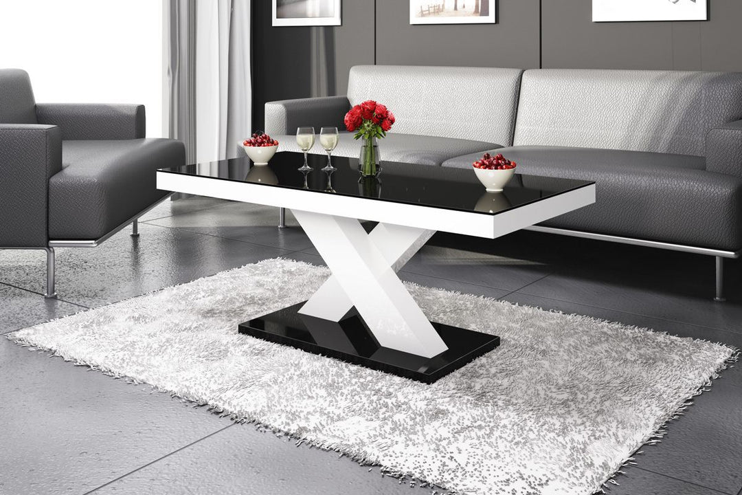 Couchtisch Holz Sevilla in schwarz - weiss hochglanz