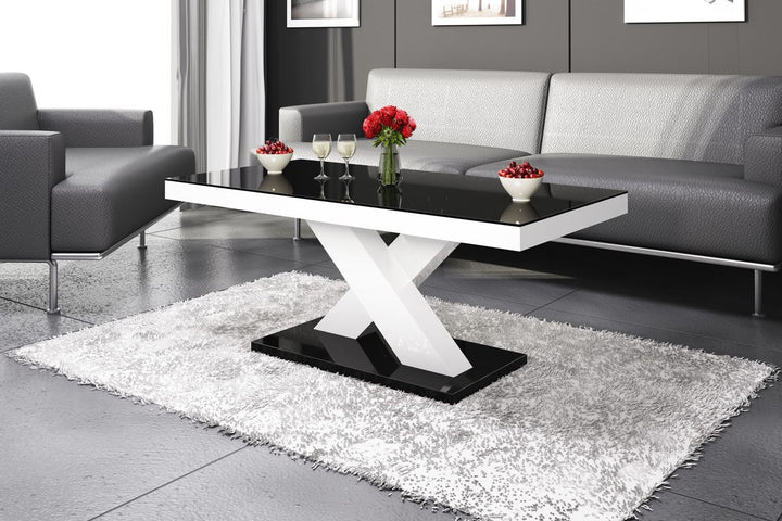 Couchtisch Holz Sevilla in schwarz - weiss hochglanz
