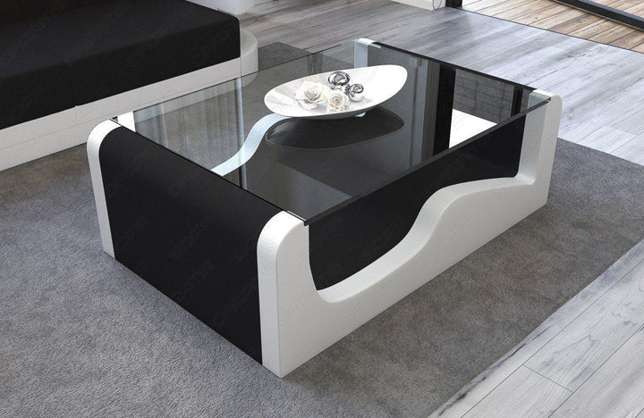 Designer Stoff Couchtisch Wave in schwarz - Mineva14 Mikrofaser Stoff