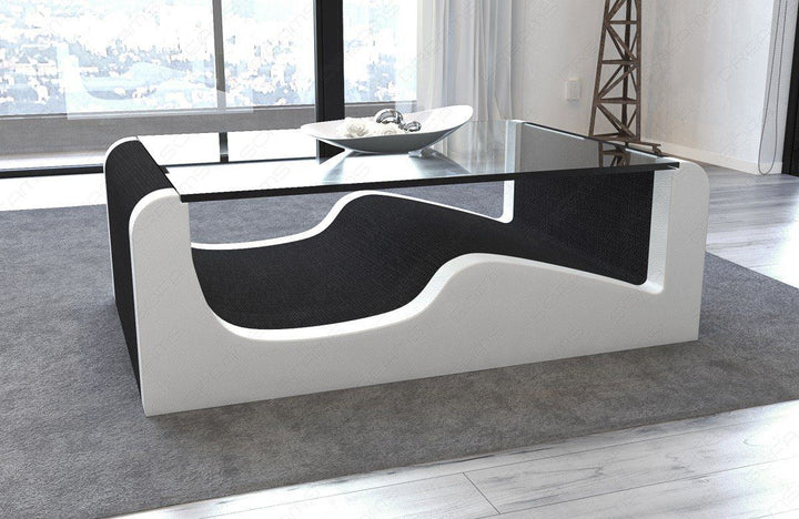 Designer Stoff Couchtisch Wave in schwarz - Hugo14 Strukturstoff