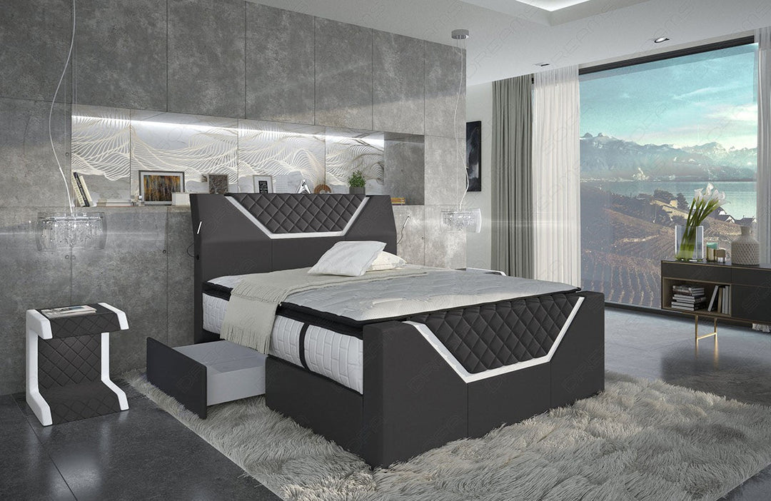 Polster Luxus Boxspringbett Nantes mit 2 Schubladen auf jeder Seite