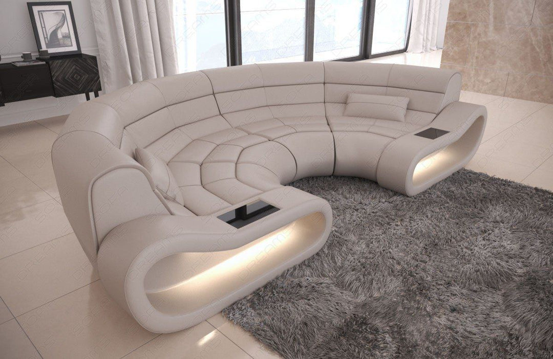 Bigcouch Echtleder Concept mit LED Beleuchtung in beige