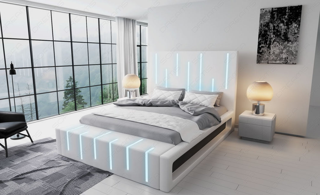 Boxspringbett Milona in weiÃŸ mit schwarzem Seitenkasten