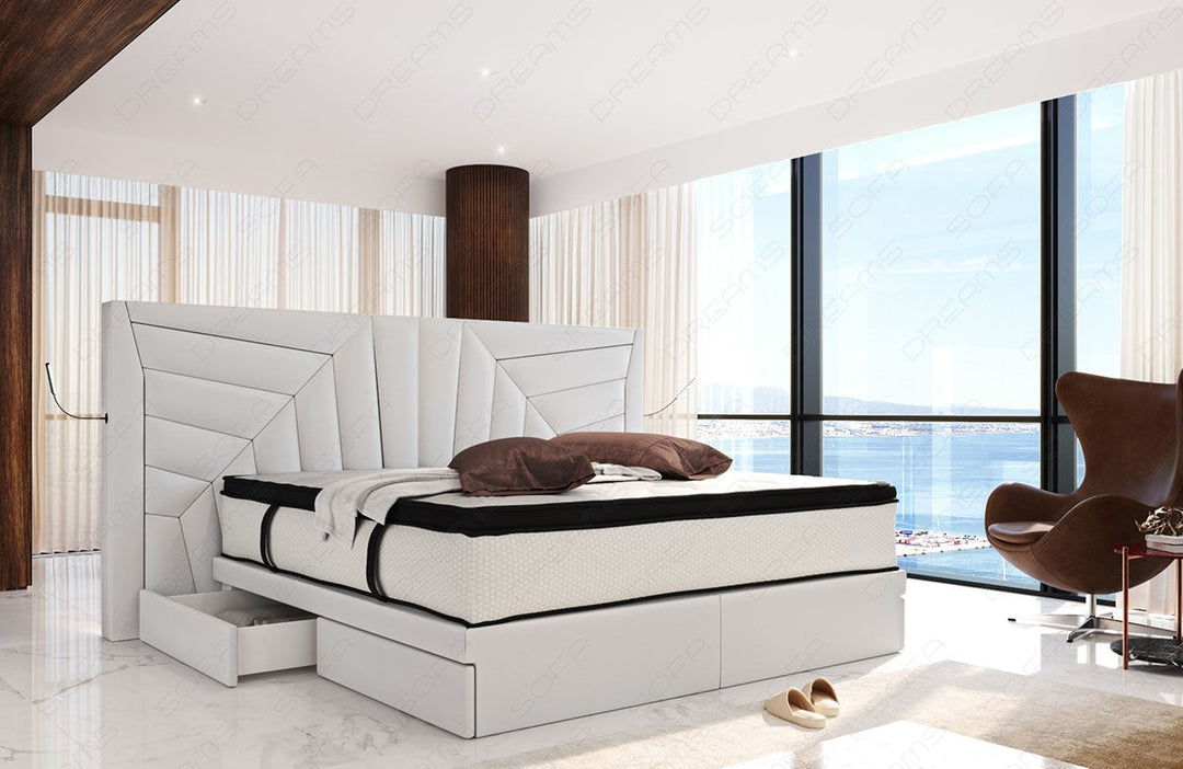 Boxspringbett Monaco mit Schubladen in weiÃŸ