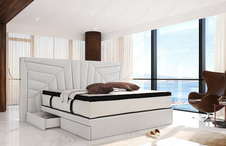 Boxspringbett Monaco mit Schubladen in weiÃŸ