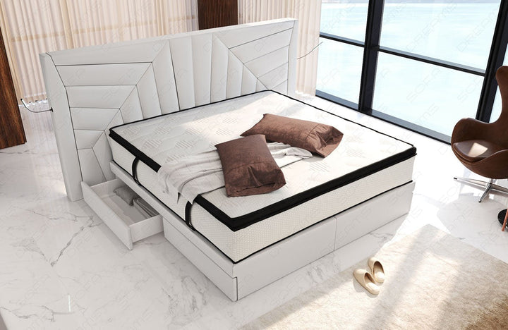 Boxspringbett Monaco in komplett weiÃŸ mit Schubladen