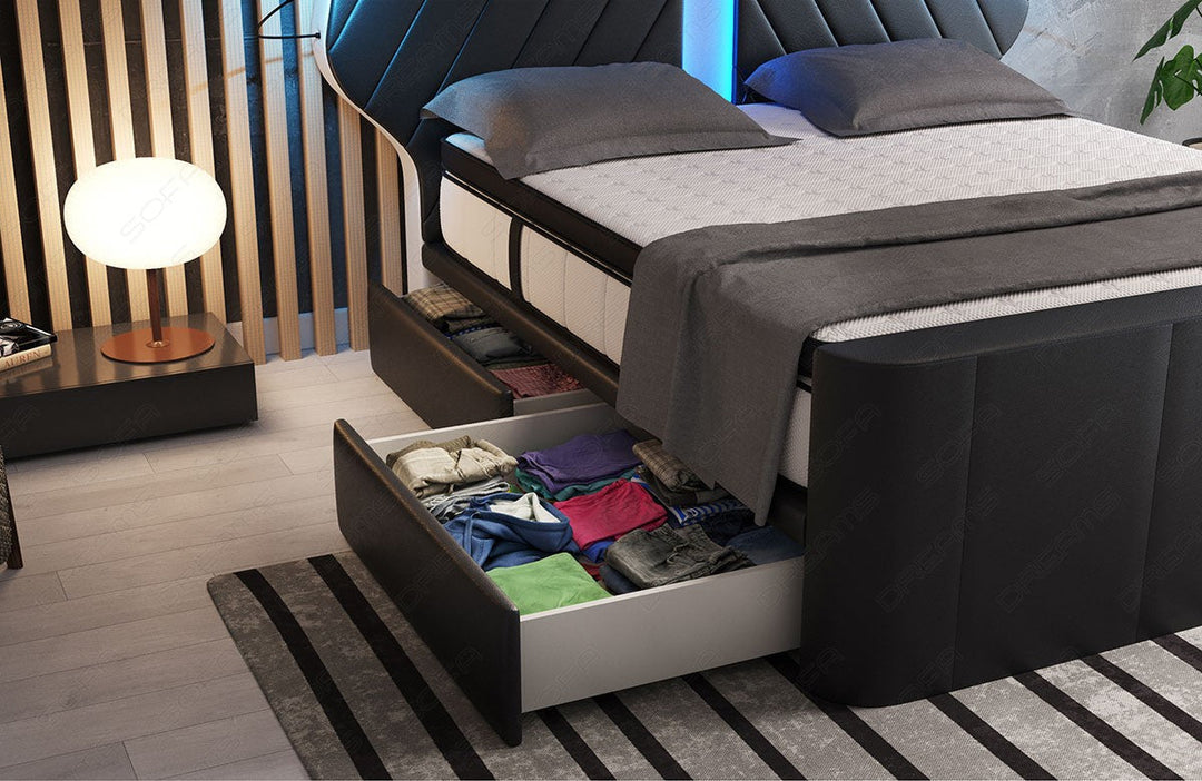 Detailansicht der Schubladen beim Boxspringbett Nizza